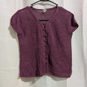 4/$20 J.Jill Short Sleeve Knit Top XS Plum Gorpcore retro casual minimalist